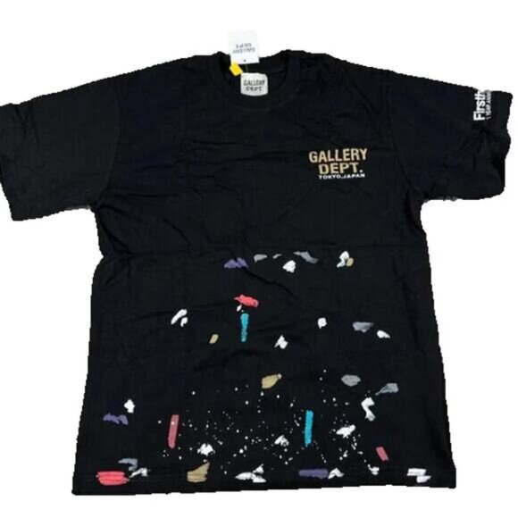 Gallery Dept Black Graphic Splatter Paint T-Shirt - Medium - Picture 1 of 3